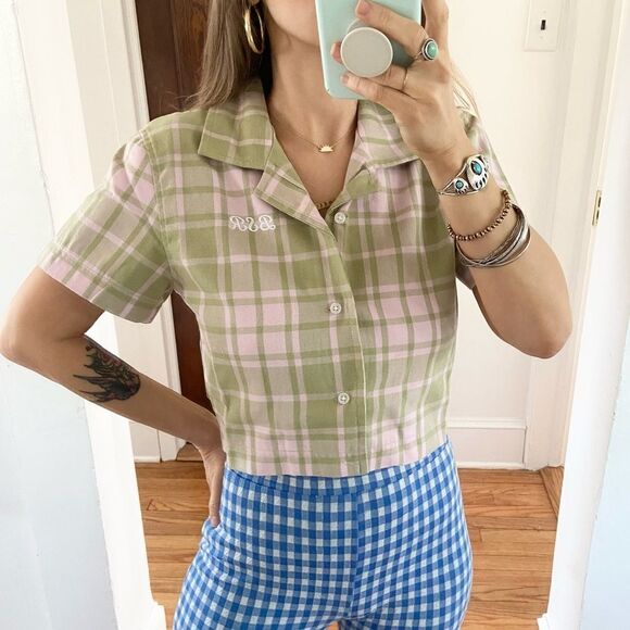 BSR By Samii Ryan My Way Plaid Crop Button Down Size XS NWT - Picture 3 of 9